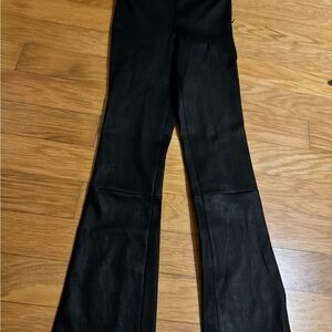 Theory Slim Kick Black Leather Pants